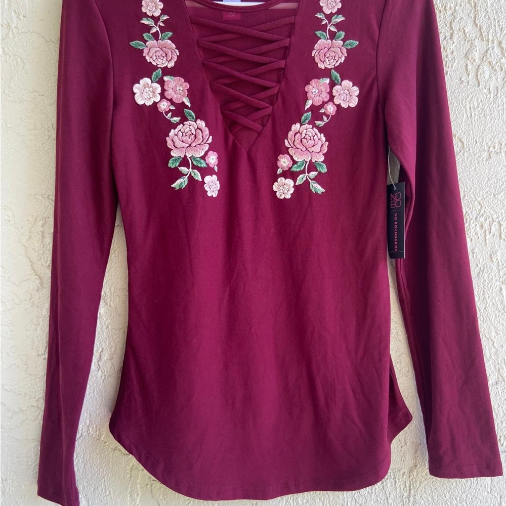 Elegant Floral Lace-Up Blouse